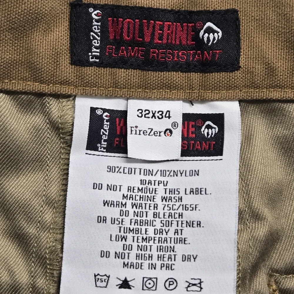Wolverine‎ FR FireZero Cargo Pants Jeans Fire Resistant 32x33* CAT2 Cotton